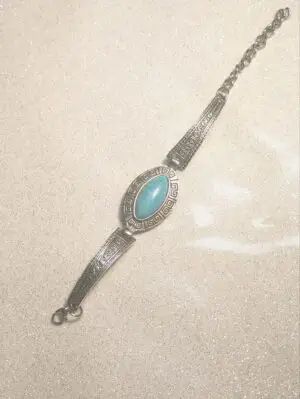 Faux Turquoise Silver Bracelet - Costume jewelry - Image 3