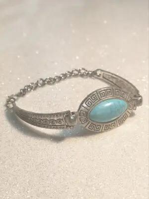 Faux Turquoise Silver Bracelet - Costume jewelry