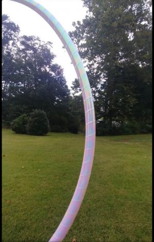 White Pearlescent Color Shifting Taped Polypro Hula Hoop
