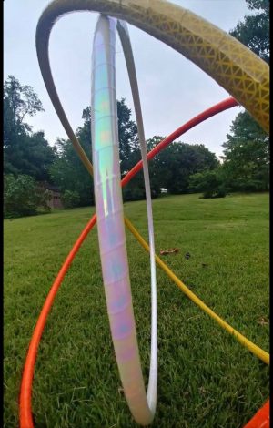 White Pearlescent Color Shifting Taped Polypro Hula Hoop