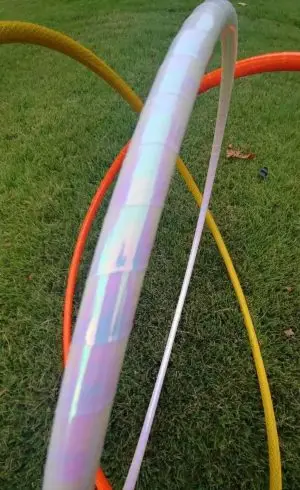 White Pearlescent Color Shifting Taped Polypro Hula Hoop