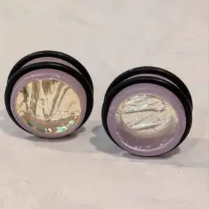 Ear Gauges, 2 pcs, 3/4 inch Gauges, 19mm - Plugs for Stretched Ears - Made from recycled Hula Hoops - Pair (2) Stardust Glitter Lavender Purple