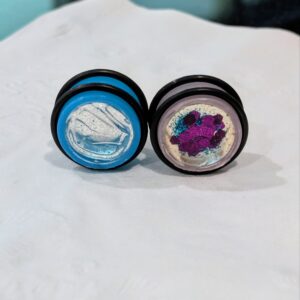 Ear Gauges, 2 pcs, 3/4 inch Gauges, 19mm - Plugs for Stretched Ears - Made from recycled Hula Hoops - Pair (2) - UV Blue & Lavender