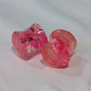 Ear Gauges (2 pcs), 00g - 1/2 inch Double Flared Gauges, 10mm - Plugs for Stretched Ears - Made from recycled Hula Hoops - Pair (2) UV Pink