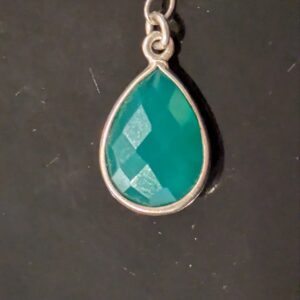 Emerald Teardrop Pendant Necklace Sterling Silver Setting