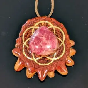 Rhodonite Teardrop Thirdeye Pinecone Pendant Necklace