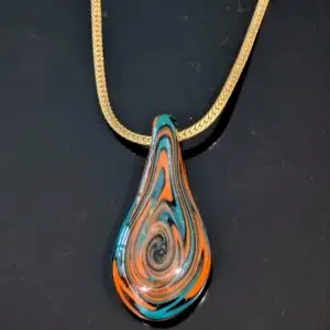 Glass Pendant with 23" Gold Toned Vintage Napier Necklace