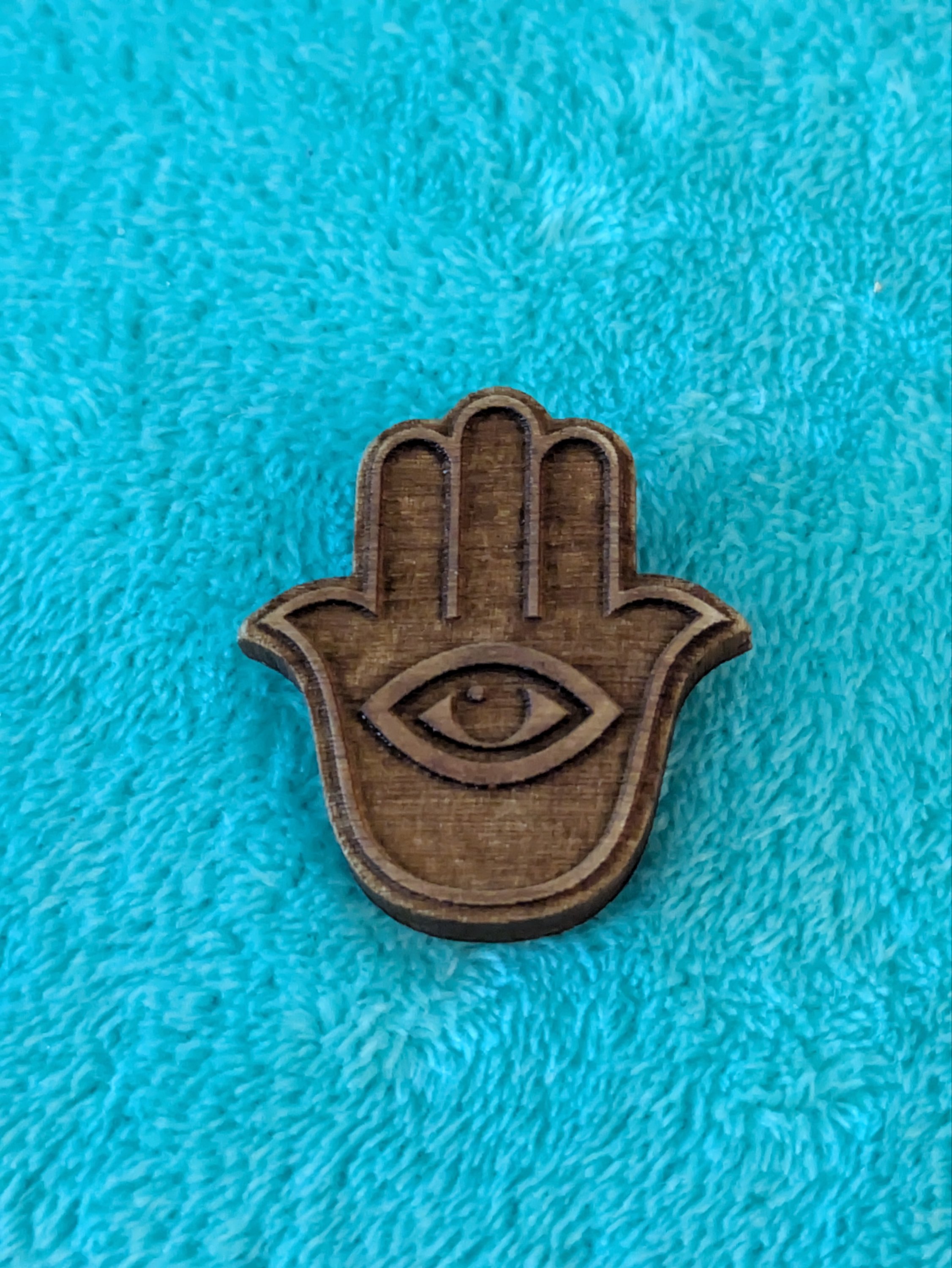 Hamsa Wood Pin - Evil Eye